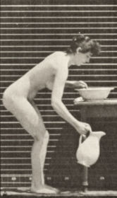 Plate 413 Pouring water in basin and washing face — figure reference
